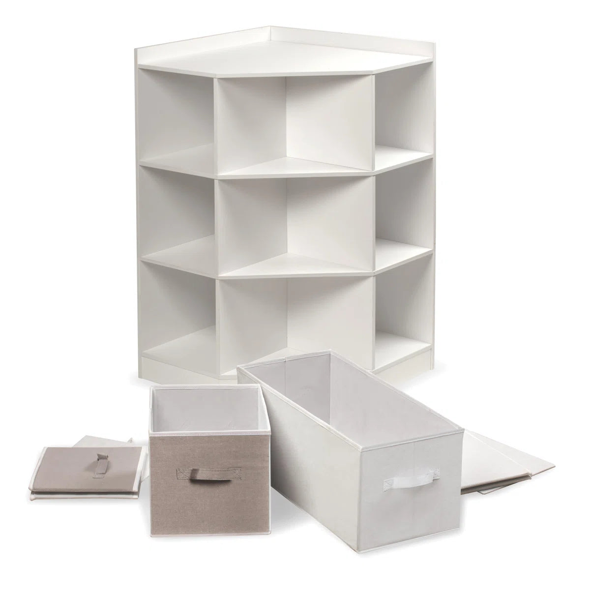Kids Toy Storage Unit: Corner Cubby Storage with 9 Shelves and 4 Bins