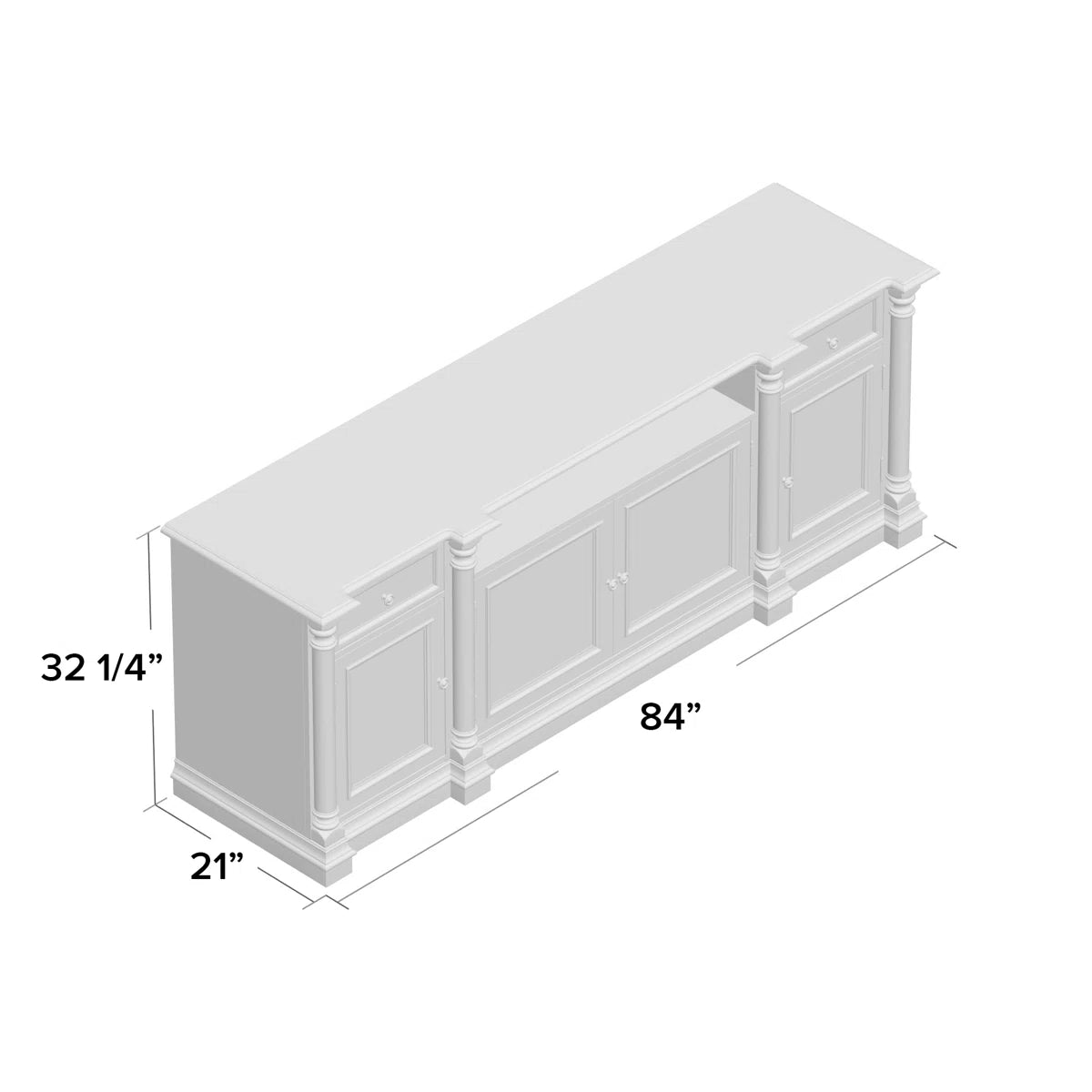 tv panel: 88" TV Console in Solid Wood with Ample Storage