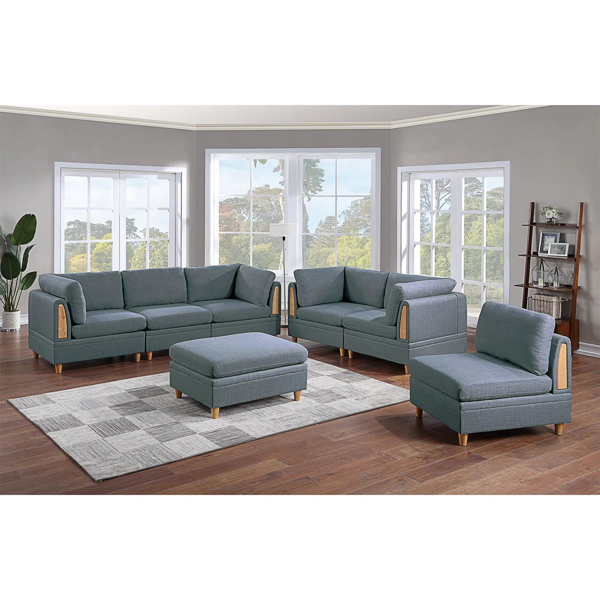 7 Seater Sofa Set: 7-Piece Upholstered Sectional for Modern Living Rooms