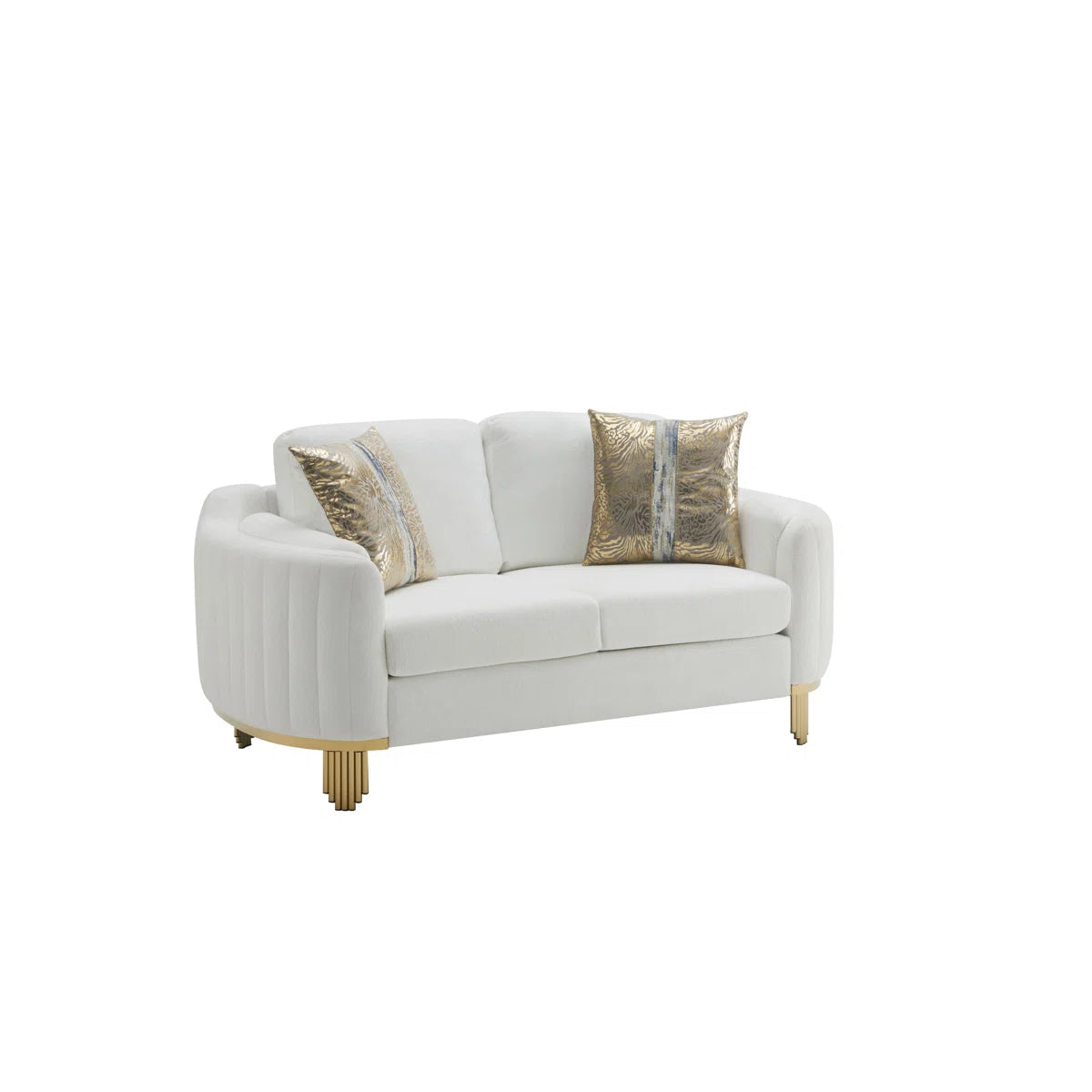 Luxury Sofa Sets: Lexi 3-Piece Chenille Sofa, Loveseat & Chair with Gold Accents