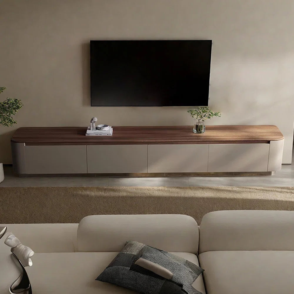 tv panel: Light Luxury Solid Wood tv panel with Elegant Storage Design