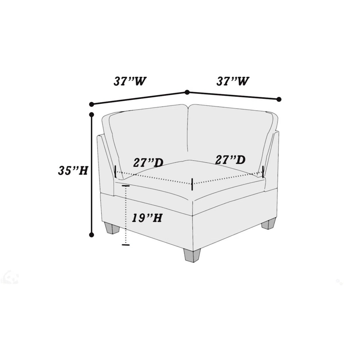 7 Seater Sofa Set: Grey Chenille Modular Sectional Sofa Set