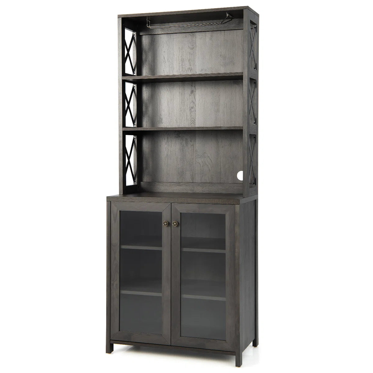 Microwave Stands: Longford 67.5'' Freestanding Kitchen Pantry Cabinet – Multi-Shelf Storage with Microwave Space