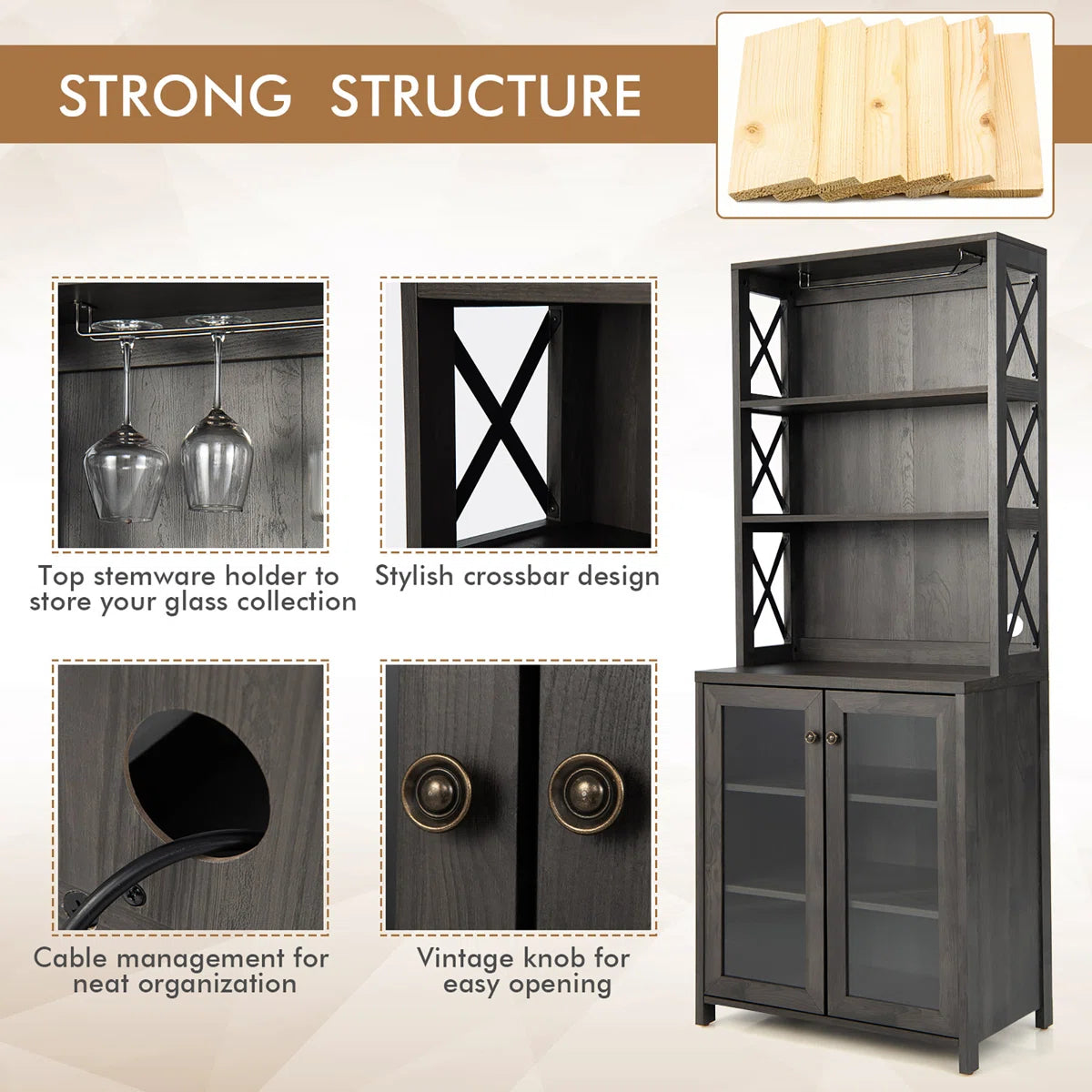 Microwave Stands: Longford 67.5'' Freestanding Kitchen Pantry Cabinet – Multi-Shelf Storage with Microwave Space