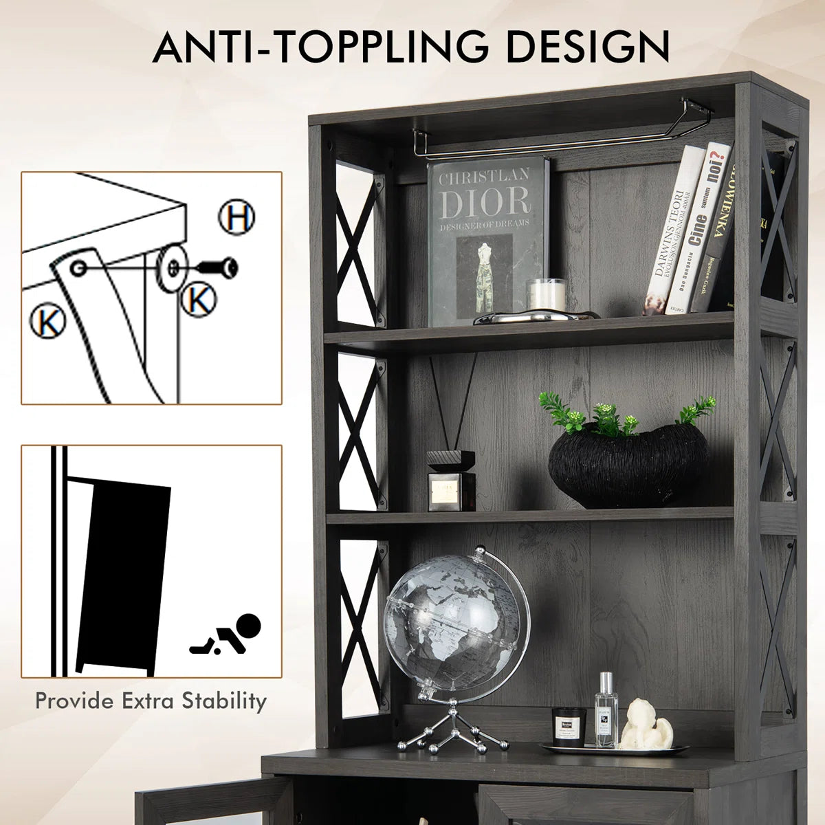 Microwave Stands: Longford 67.5'' Freestanding Kitchen Pantry Cabinet – Multi-Shelf Storage with Microwave Space