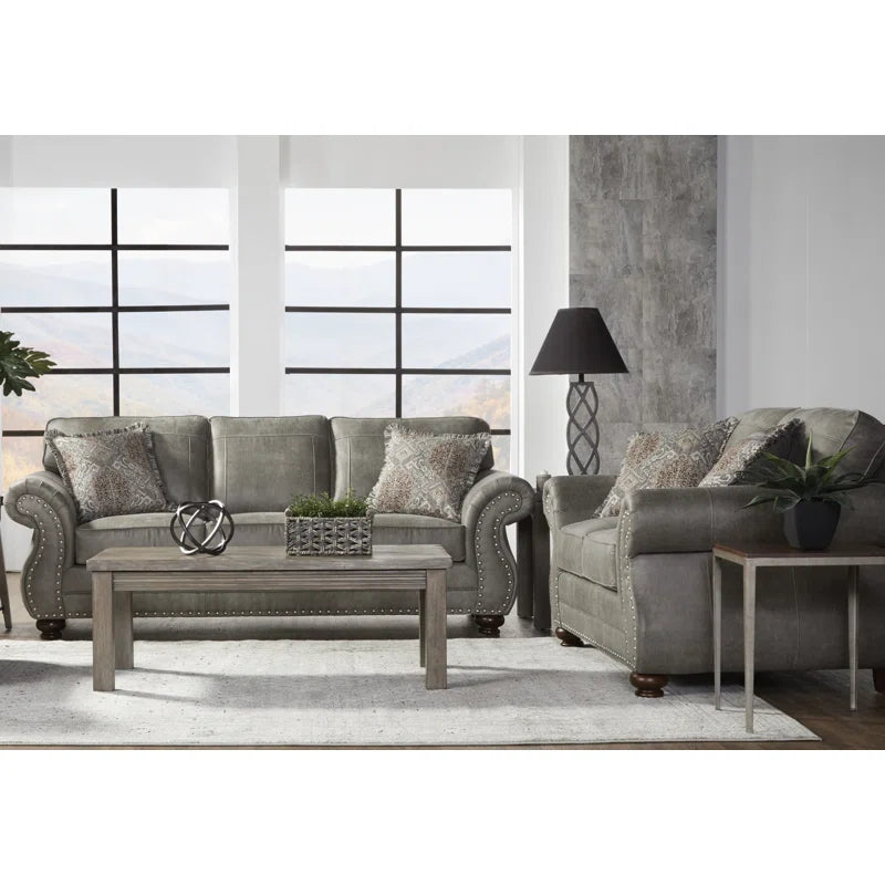 Luxury Sofa Sets: Traditional Style 2-Piece Sofa Set – Sofa & Loveseat with Nailhead Detailing
