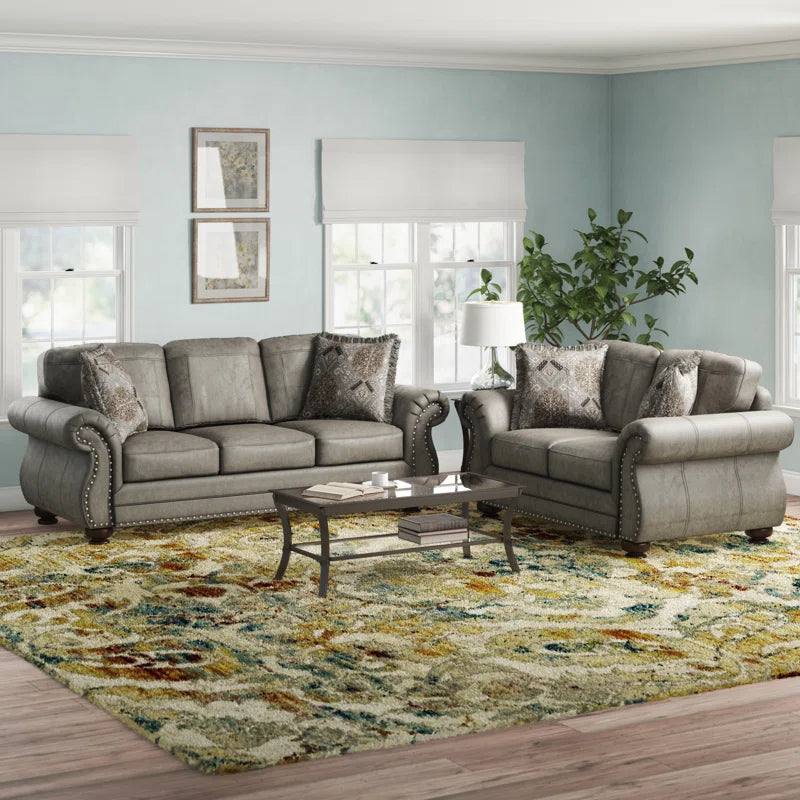 Luxury Sofa Sets: Traditional Style 2-Piece Sofa Set – Sofa & Loveseat with Nailhead Detailing