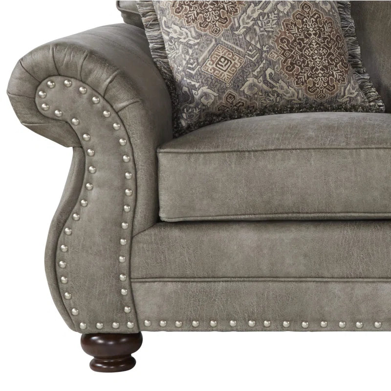 Luxury Sofa Sets: Traditional Style 2-Piece Sofa Set – Sofa & Loveseat with Nailhead Detailing