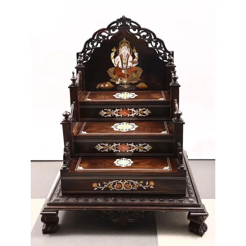 Mandir: Wooden Brown Handmade Temple