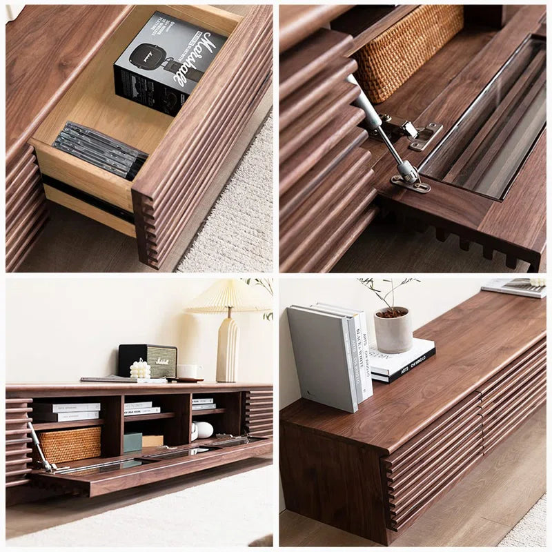 tv panel: Fully Assembled Minimalist TV Console with Drawers and Flip-down Door