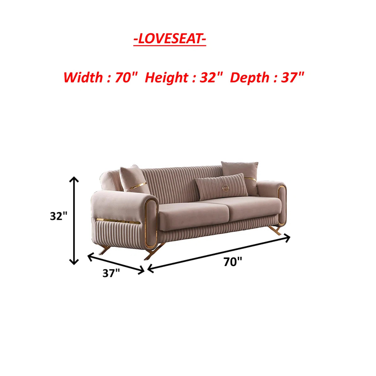 7 Seater Sofa Set: 3-Piece Living Room Collection Velvet Sofa Set