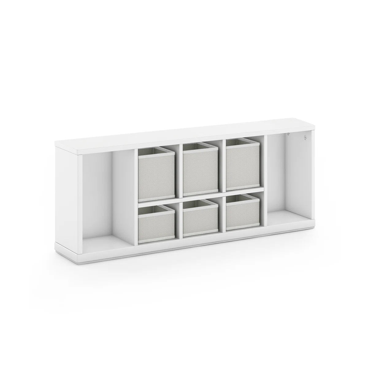 Kids Toy Storage Unit: 13'' Wide Pine & MDF Tabletop Organiser with 6 Woven Bins