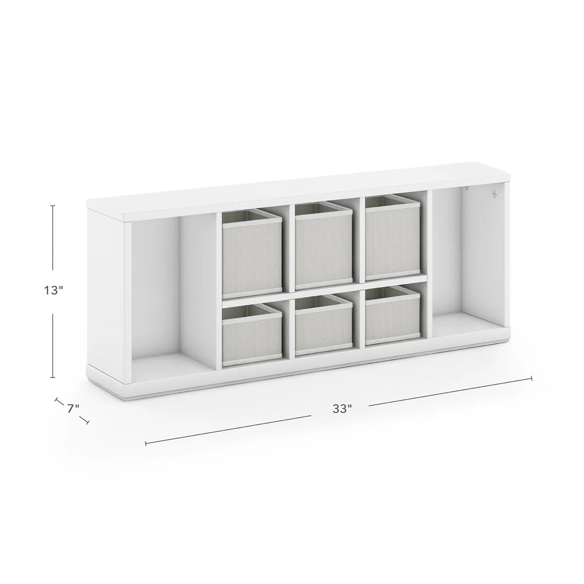 Kids Toy Storage Unit: 13'' Wide Pine & MDF Tabletop Organiser with 6 Woven Bins