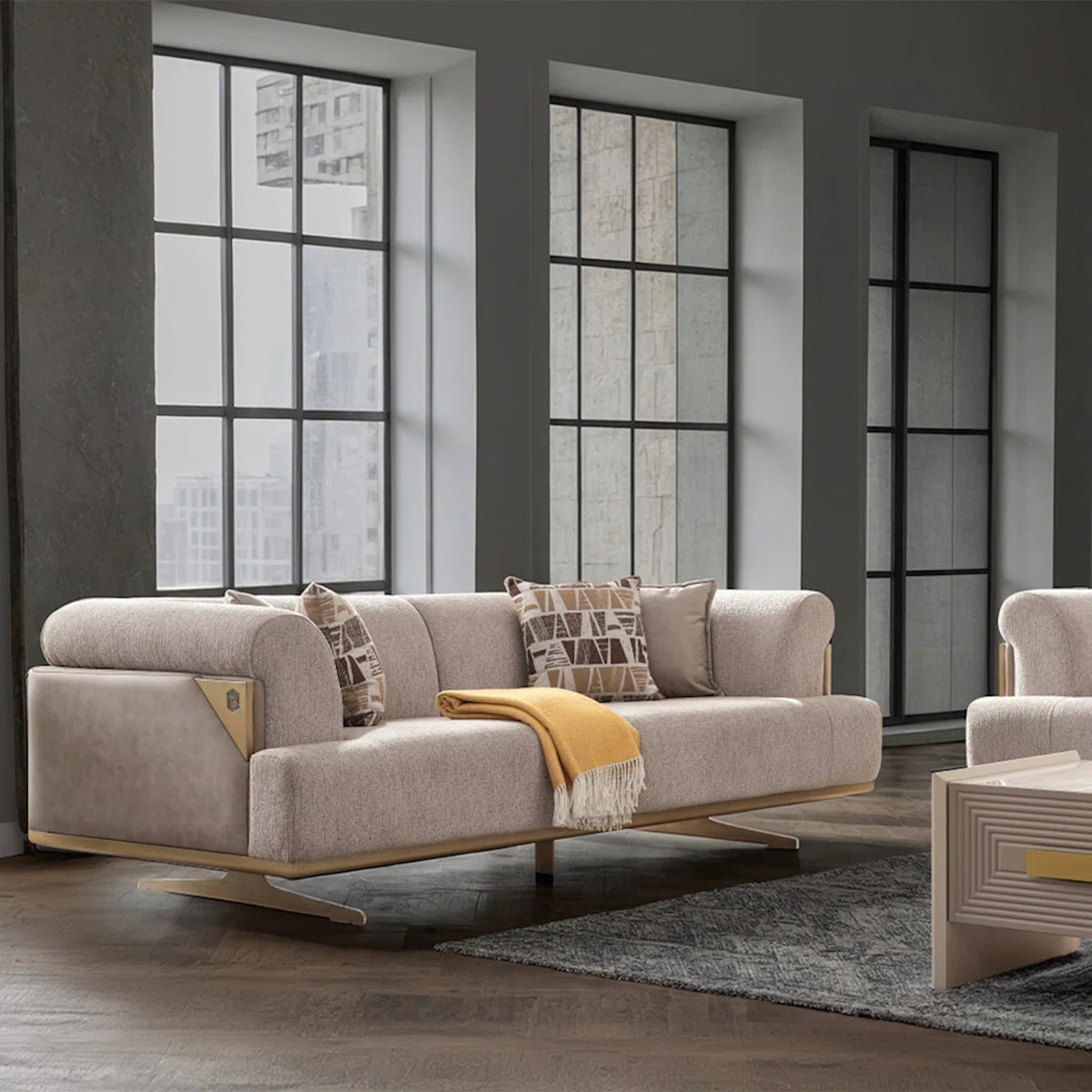 7 Seater Sofa Set: Luxurious Velvet 3-Piece Living Room sofa