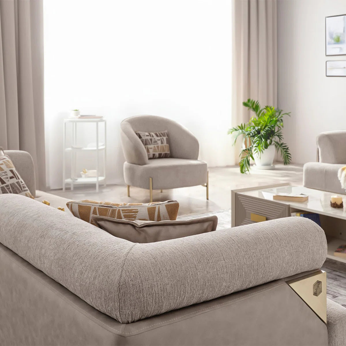 7 Seater Sofa Set: Luxurious Velvet 3-Piece Living Room sofa