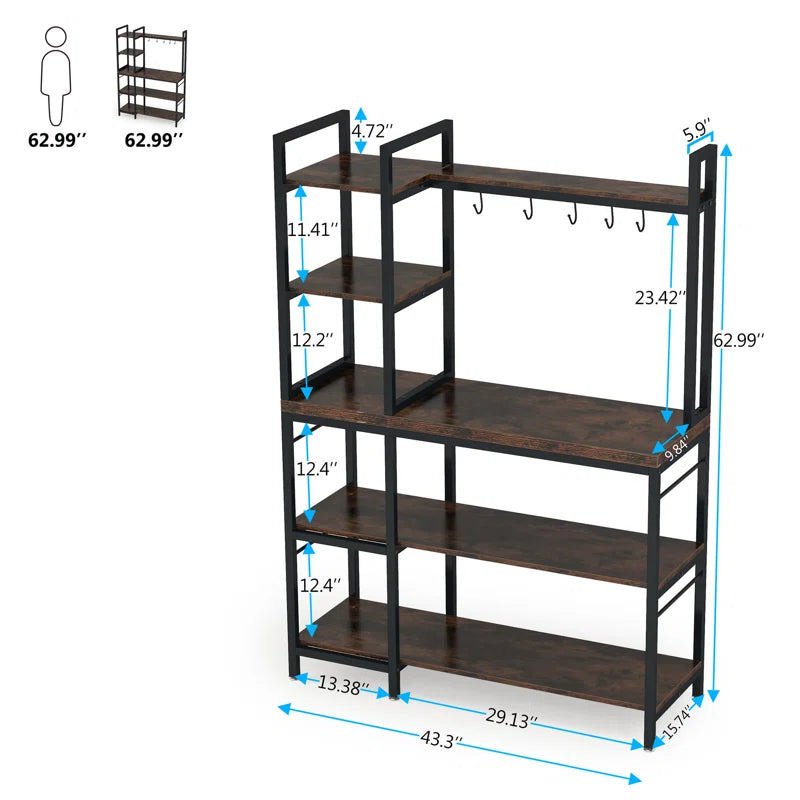 Kitchen Racks: 43.3'' Standard Baker's Rack Made of Wood and Compatible with Microwaves