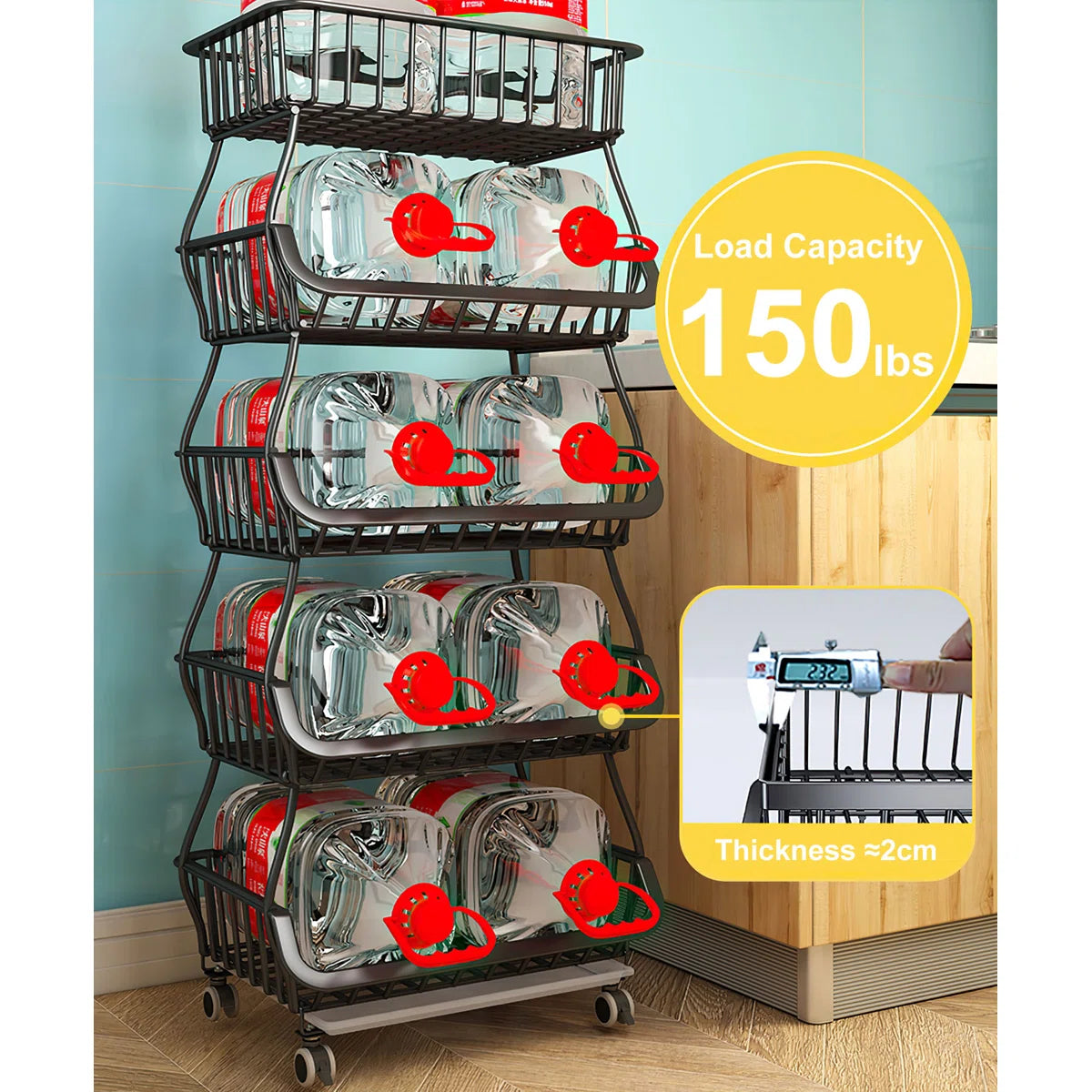 Kitchen Racks: 44.1" H x 16.1" W Wheeled Utility Cart