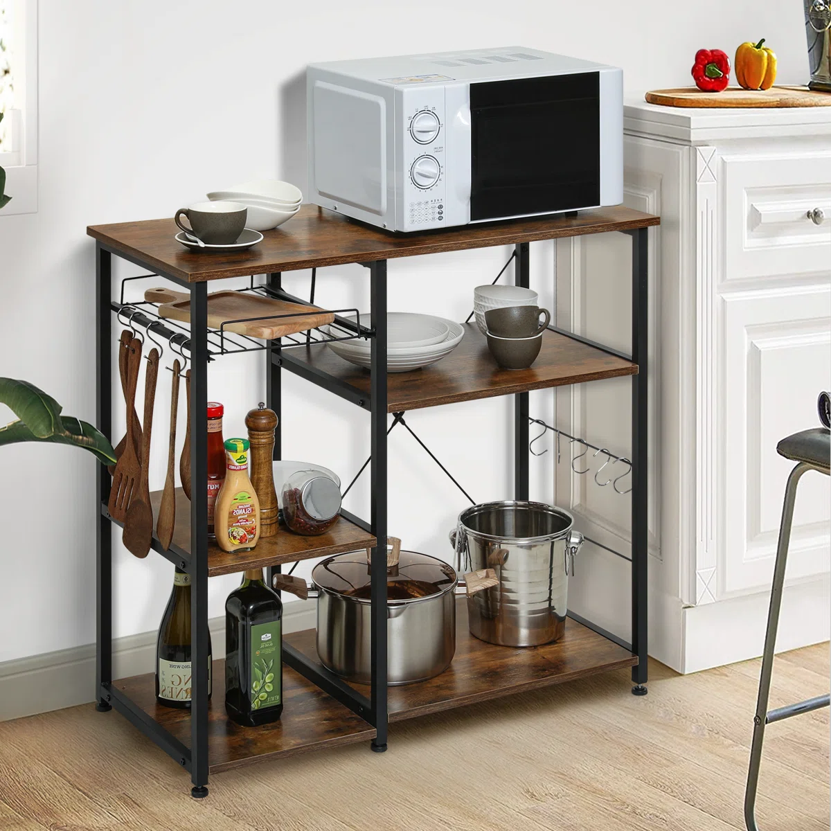 Kitchen Rack: Microwave Oven Stand Organizer Workstation, Kitchen Bakers Rack