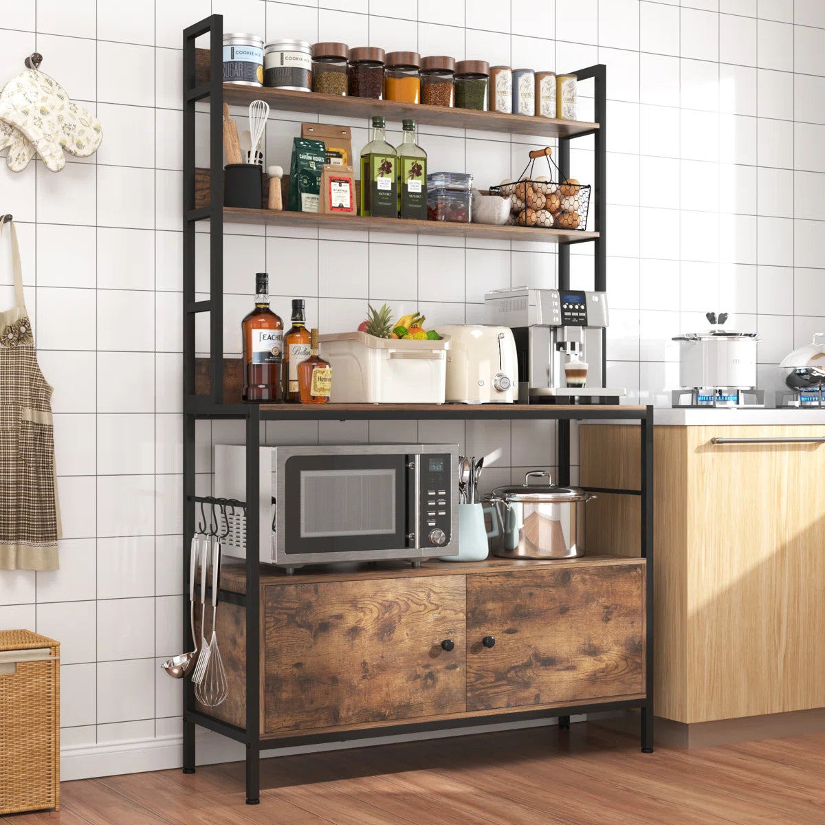 Kitchen Rack: Microwave Shelves and Storage Cabinet in the Kitchen Baker's Rack