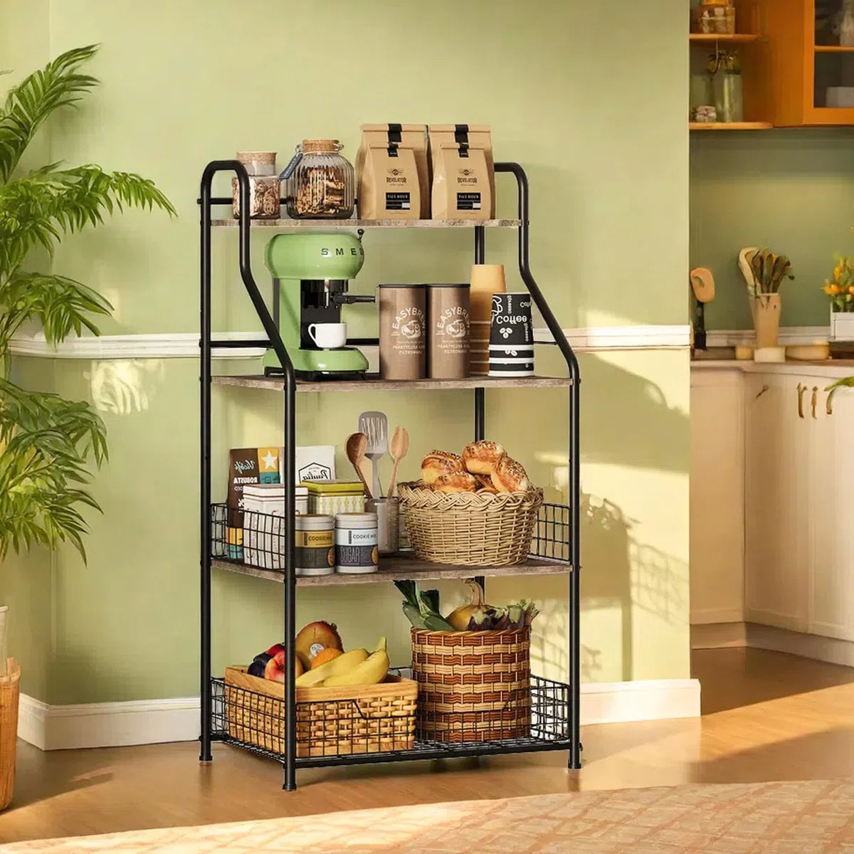 Kitchen Racks: 4-Tier Microwave Stand with Storage, Kitchen Bakers Racks