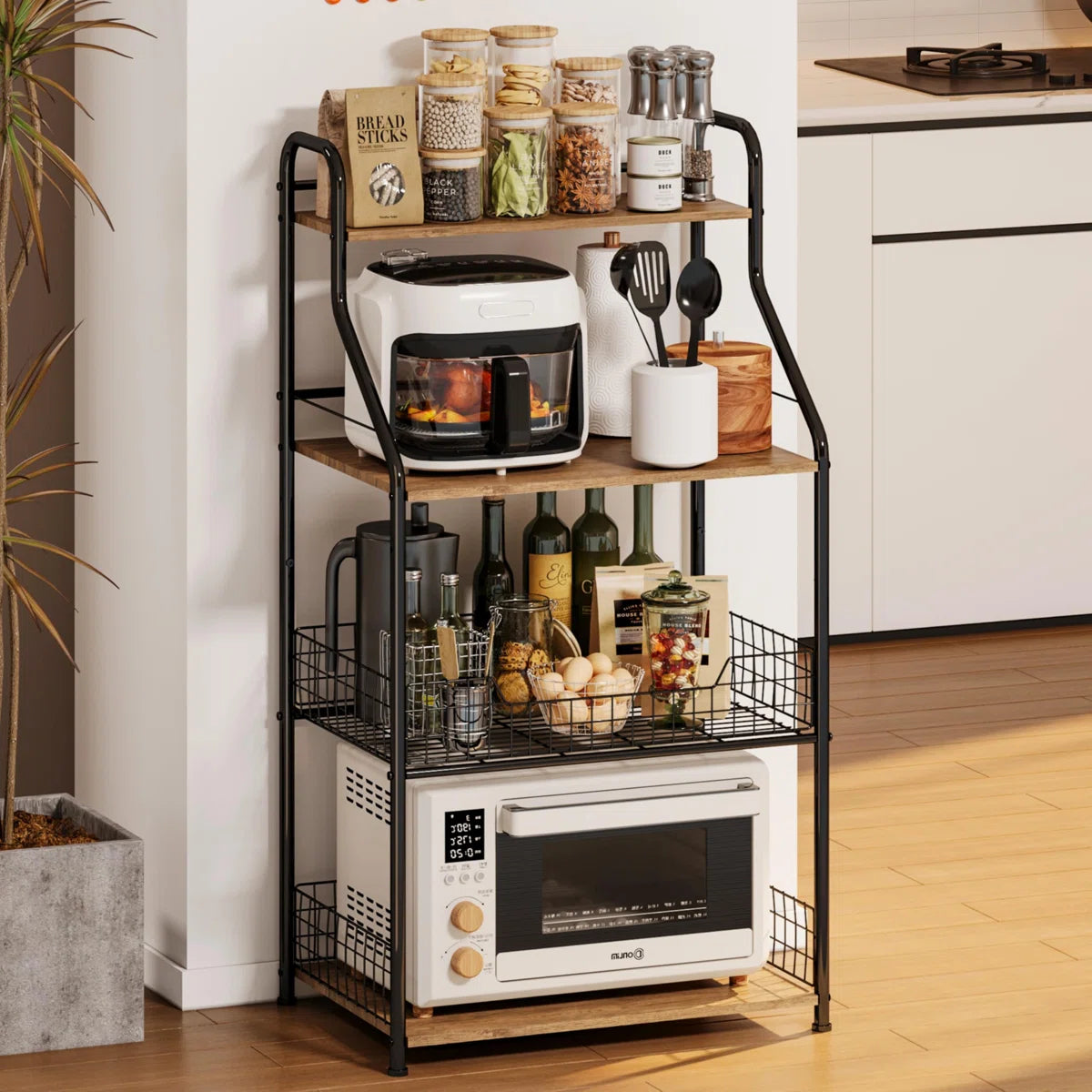 Kitchen Racks: 4-Tier Microwave Stand with Storage, Kitchen Bakers Racks