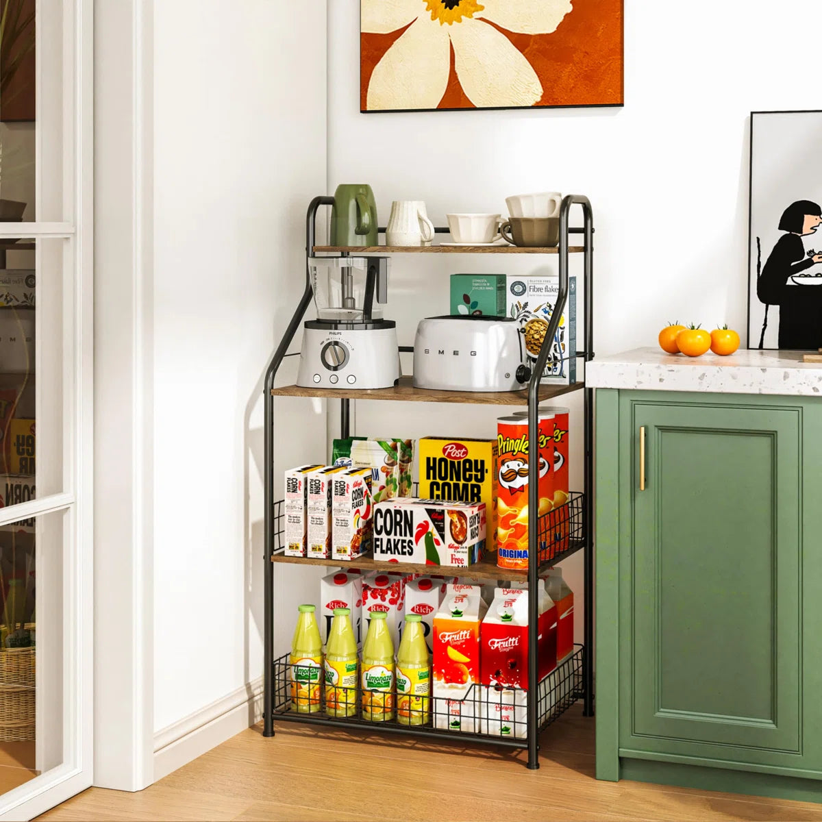 Kitchen Racks: 4-Tier Microwave Stand with Storage, Kitchen Bakers Racks