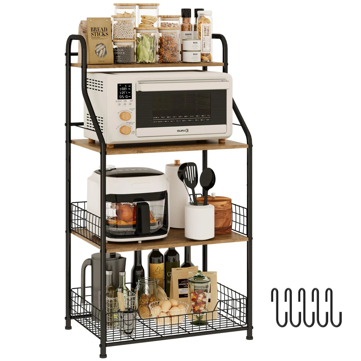Kitchen Racks: 4-Tier Microwave Stand with Storage, Kitchen Bakers Racks