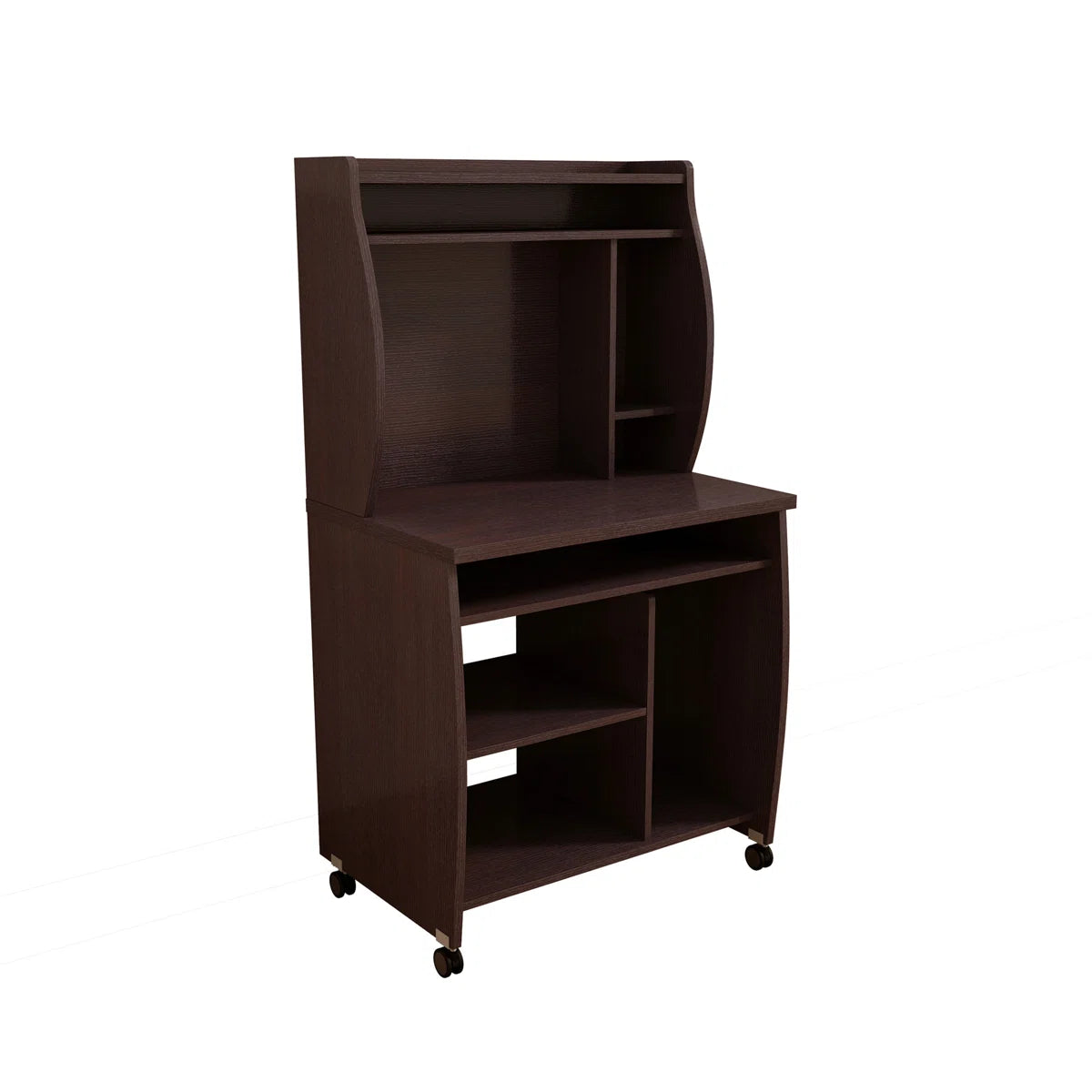 Microwave Stands: Mobile Microwave Utility Cart with Hutch, Shelves, Spice Rack & Locking Wheels