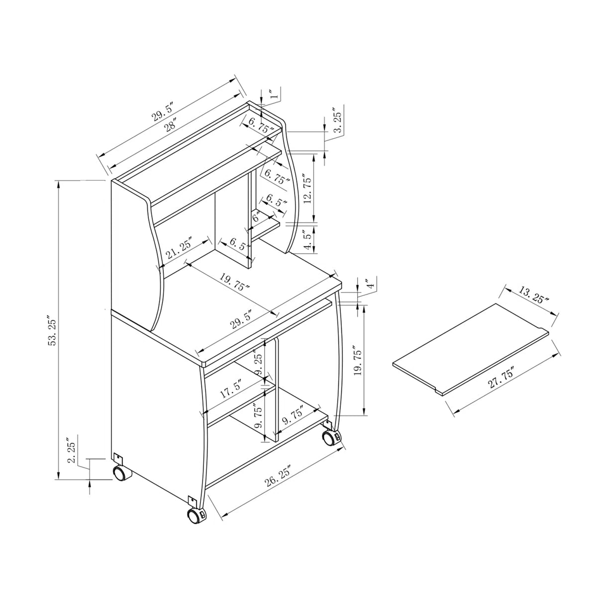Microwave Stands: Mobile Microwave Utility Cart with Hutch, Shelves, Spice Rack & Locking Wheels