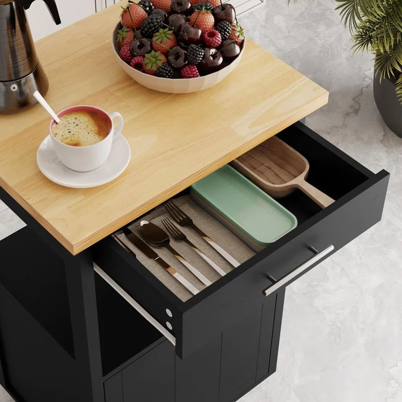 Kitchen Island Table: 22'' Wide Kitchen Cart with Towel Rack & Storage Drawer