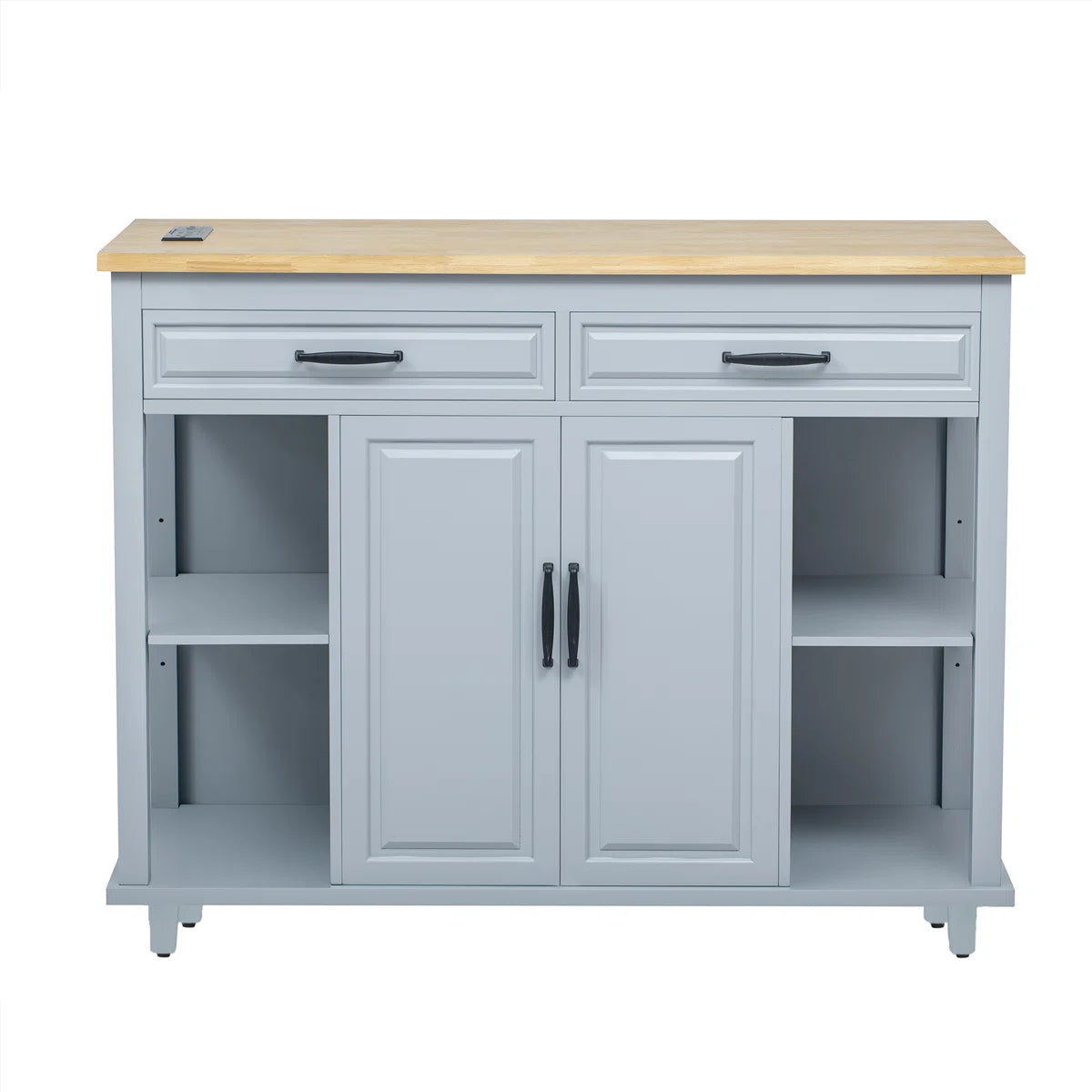 Kitchen Island Table: 47.2" Wide Extendable Dining Table Island with Power Outlet & Storage