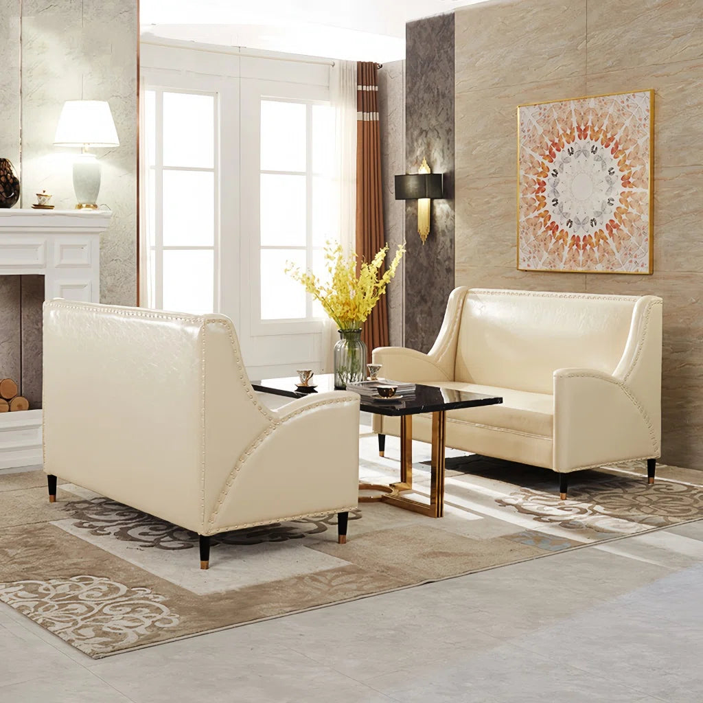 7 Seater Sofa Set: 3-Piece Faux Leather Living Room Sofa & Coffee Table Combo