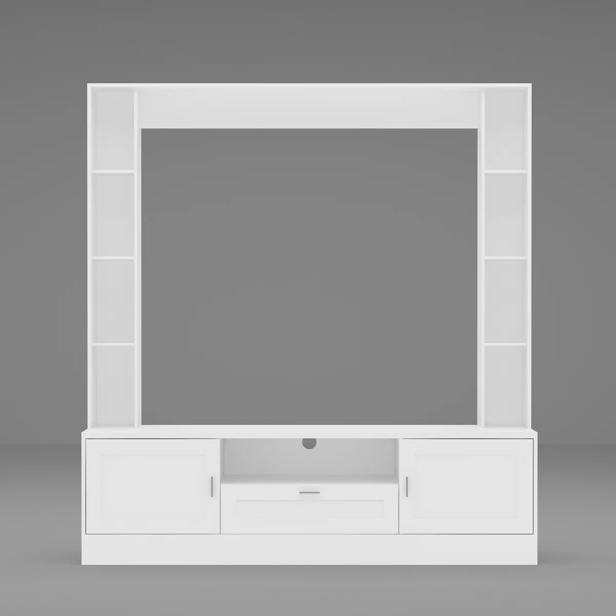 TV Panel: Stylish TV cabinet with multi-shelf layout and functional storage drawer