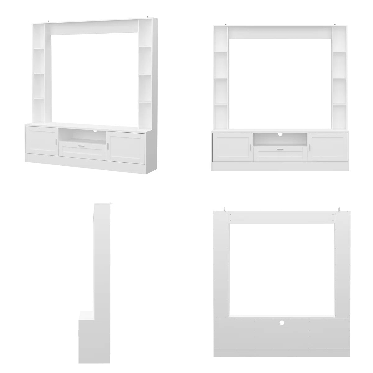 TV Panel: Stylish TV cabinet with multi-shelf layout and functional storage drawer