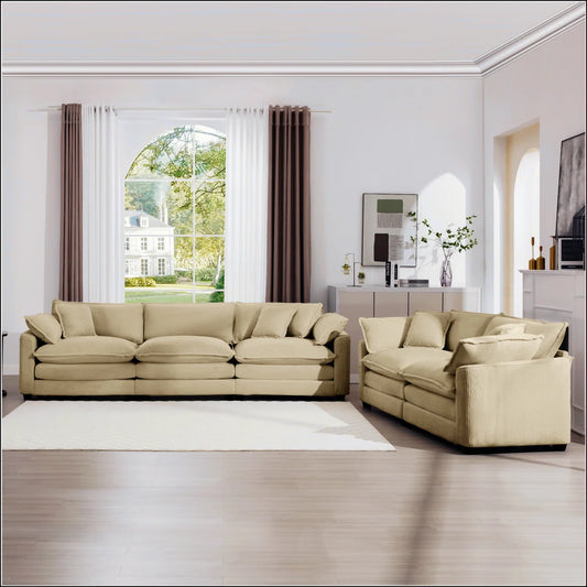7 Seater Sofa Set:  Modern Fabric Living Room Sofa Set