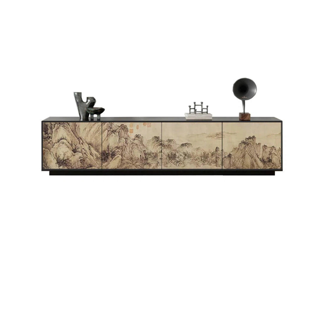 tv panel: Modern Pine Wood tv panel with Open Storage Shelves