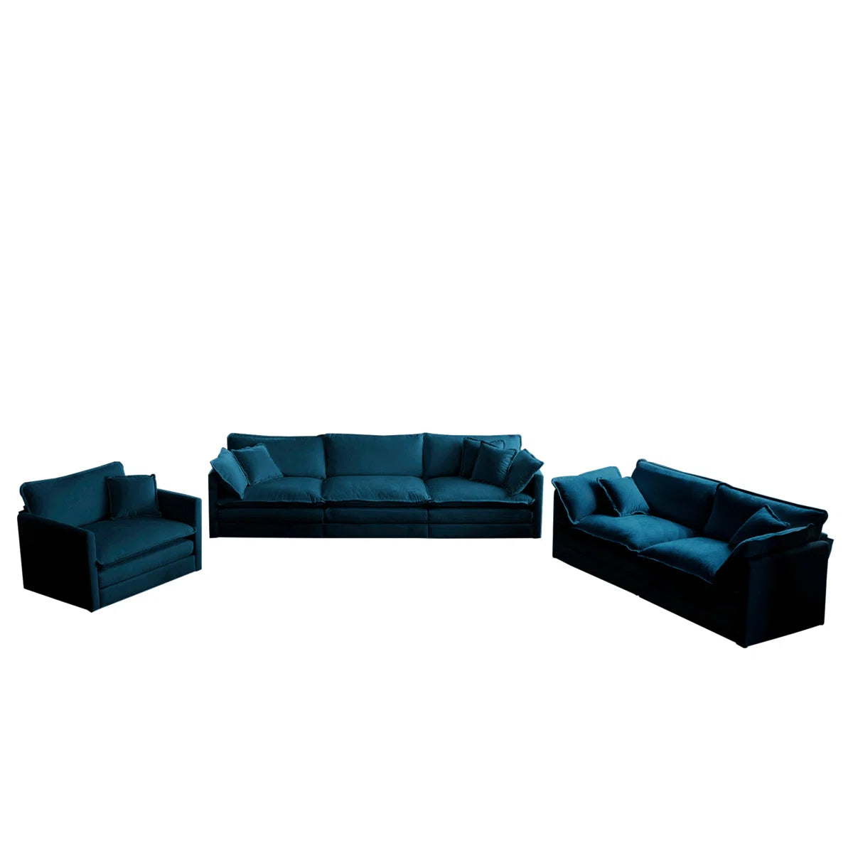 7 Seater Sofa Set: Modern 3-Piece Fabric Seat Sectional Sofa