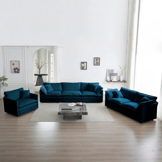 7 Seater Sofa Set:  Modern 3-Piece Fabric Seat Sectional Sofa