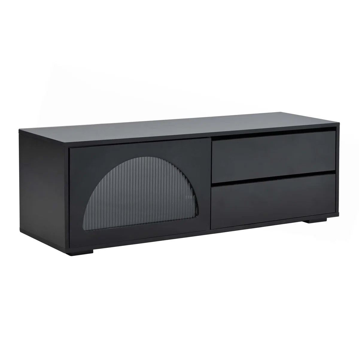 tv panel: Stylish Modern tv panel with Fluted Glass, Sliding Door, and LED Lights
