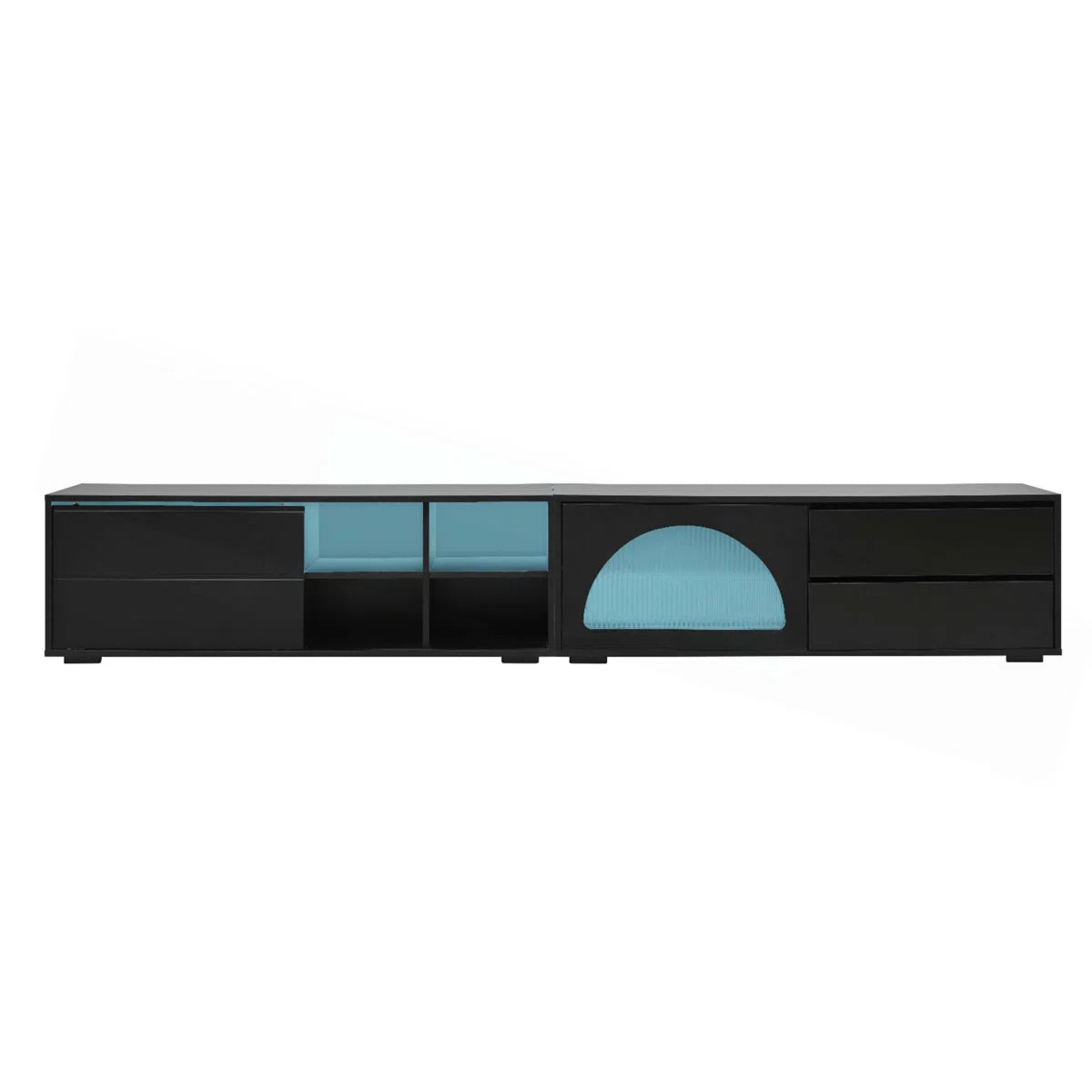 tv panel: Stylish Modern tv panel with Fluted Glass, Sliding Door, and LED Lights