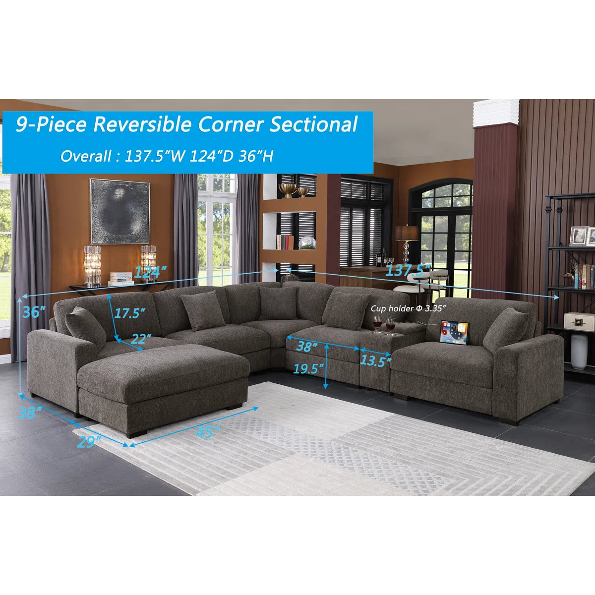 7 Seater Sofa Set: Modern Cloud Modular Corner Sectional Sofa
