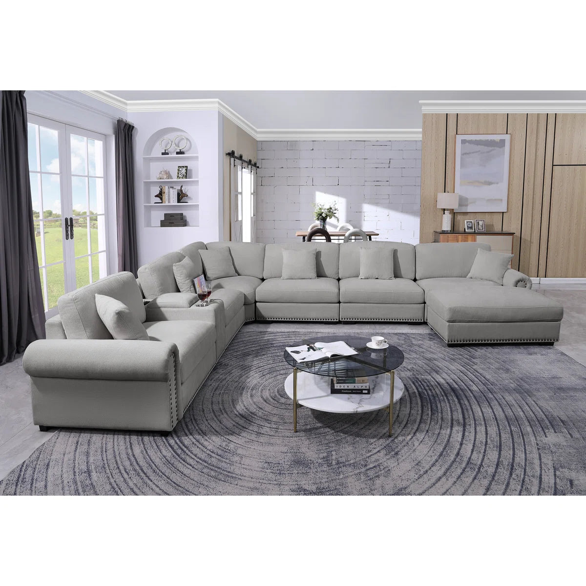 7 Seater Sofa Set: Modular Sectional with Chaise, Ottoman Sofa Set