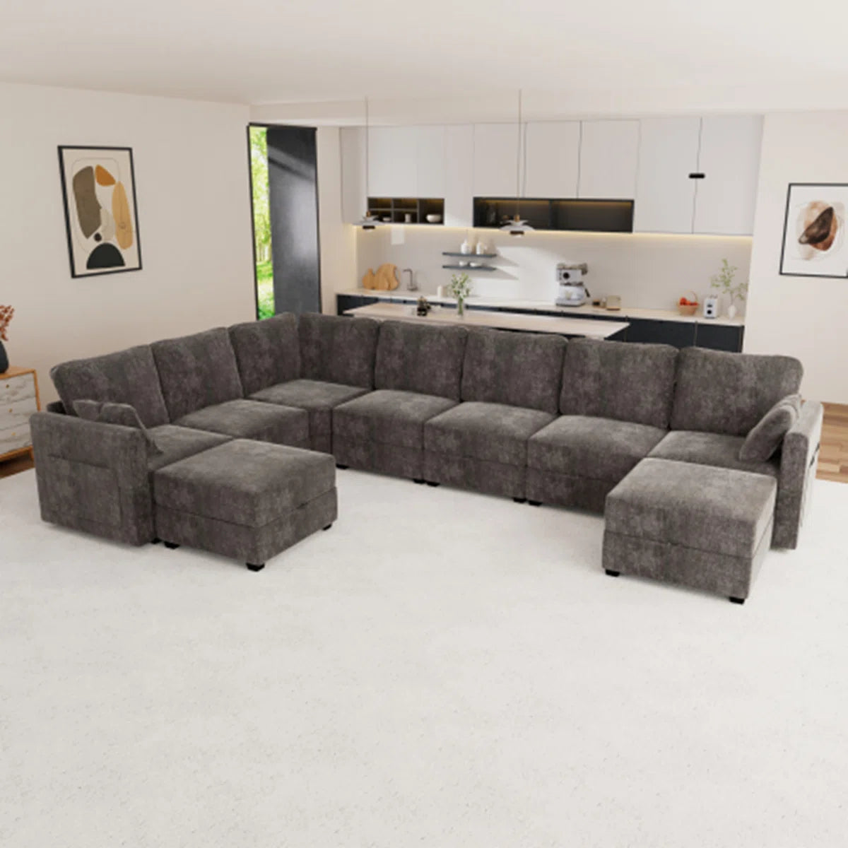 7 Seater Sofa Set: Modular Convertible Sectional Sofa Couch with Storage