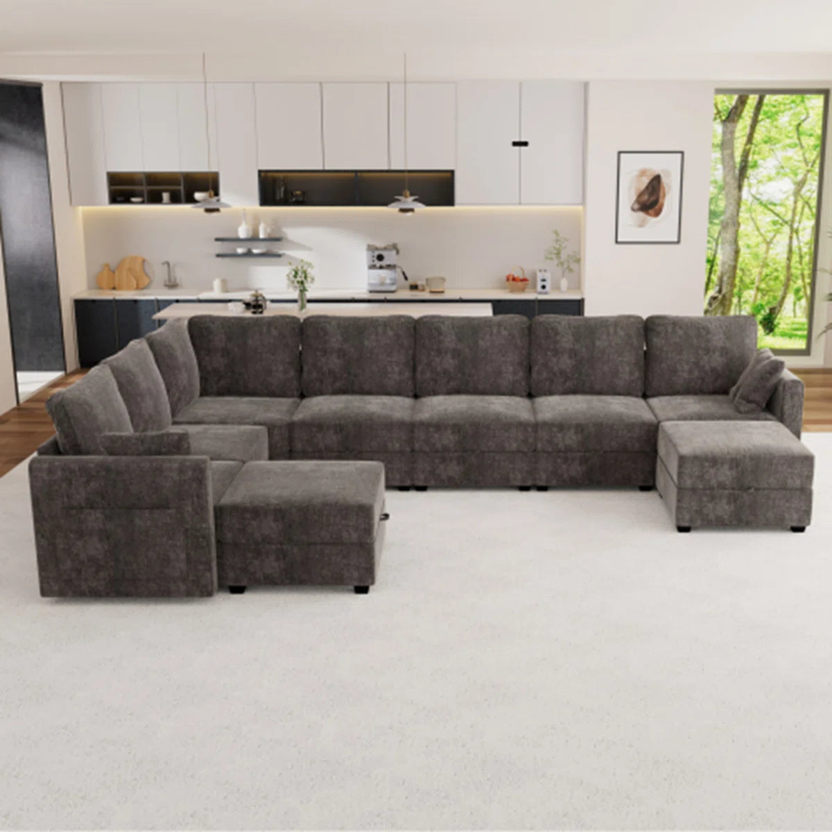 7 Seater Sofa Set: Modular Convertible Sectional Sofa Couch with Storage