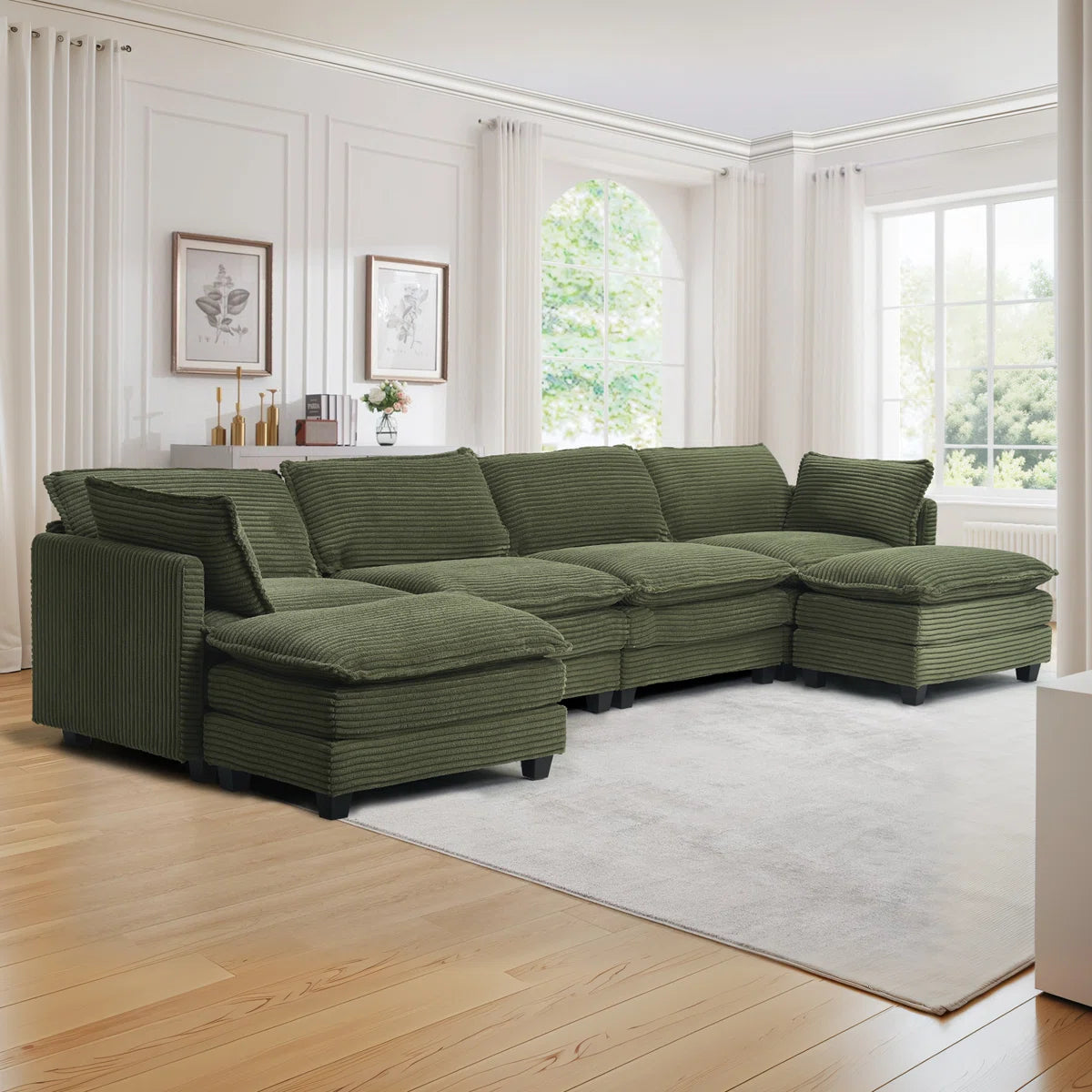 7 Seater Sofa Set: Oversized Modular U-Shaped Sectional fabric Couch