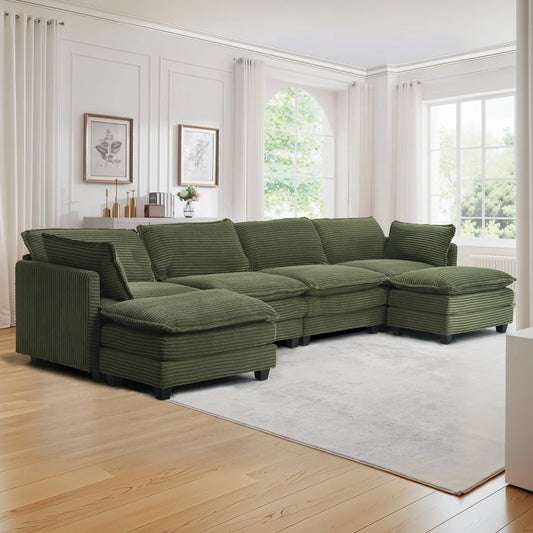 7 Seater Sofa Set: Oversized Modular U-Shaped Sectional fabric Couch