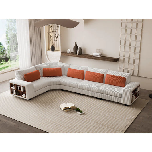 7 Seater Sofa Set: Modular L-Shaped Sofa Set with Wooden Frame