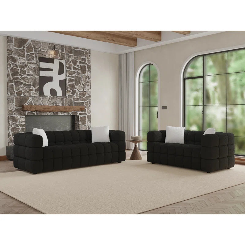 Luxury Sofa Sets: Boucle Marshmallow-Inspired 2-Piece Sofa Set