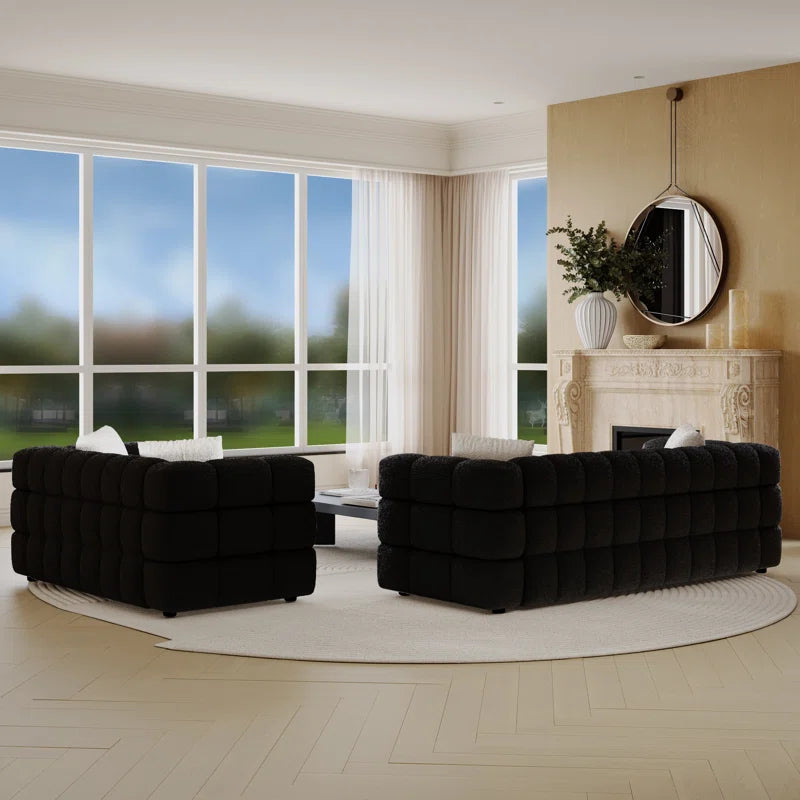 Luxury Sofa Sets: Boucle Marshmallow-Inspired 2-Piece Sofa Set