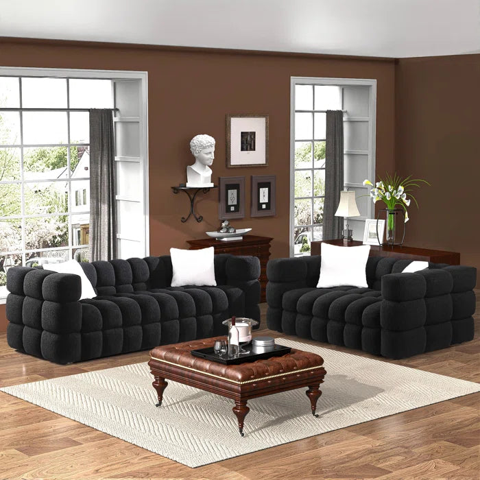 7 Seater Sofa Set: Modern Curved Sofa and Loveseat for Living Room